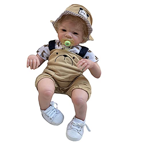 Adolly Gallery Reborn Baby Girl Dolls 20 inch, Realistic Handmade Babies Dolls with Khaki Clothes Soft Vinyl Silicone Lifelike Kids Gifts / Toys Age 3+ AD20c18 Name Avery