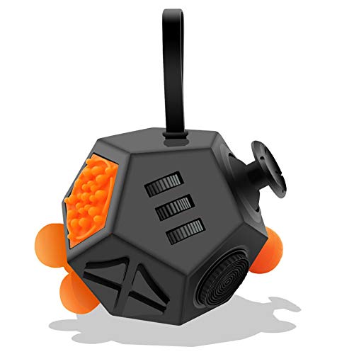 Fidget Dodecagon 12-Side Fidget Cube Relieves Stress and Anxiety Anti Depression Cube for Children and Adults with ADHD ADD OCD Autism (A1 Black)