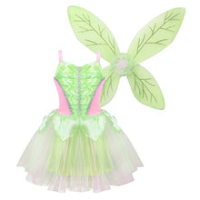 Load image into Gallery viewer, ACSUSS Kids Girls Green Fairy Princess Costume Fancy Dress Up Ruffled Tank Top Satin Tutu Dress Ball Gown Tea Green 5-6
