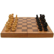 Load image into Gallery viewer, Hey! Play! Wooden Book-Style Chess Board with Staunton Chessmen, Brown
