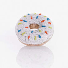 Load image into Gallery viewer, Cheengoo Organic Hand Crocheted Bamboo Rattle - White Donut
