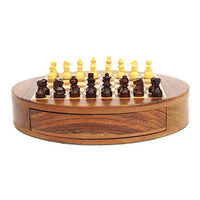 SMQHH Toys Games Chess Creative Wooden Round Chess Set Magnetic Chess Pieces Kids Intellectually Development Learn Toys Drawer Storage Checkers Chess Creative Traditional Games Chess