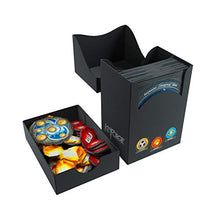 Load image into Gallery viewer, Keyforge Gemini Deck Box | Double-Sleeved Card Storage Card Game Protector | Holds a Full Keyforge Deck | Self-Locking Flap | Includes Customizable Faction Stickers | Black Color | Made by Gamegenic
