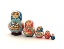Load image into Gallery viewer, Nesting Dolls Russian Hand Carved Hand Painted 5 Piece Set CAT and Dog Lovers
