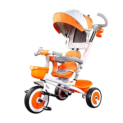 Child Trike Adjustable with Push Handle 3 in 1 Tricycles Children Nino Outdoor Orange Pink 75X53X105cm (Color : Orange)