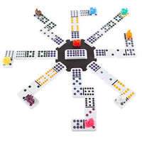 Mexican Dominoes - Train Style Set with 91 Colorful Tiles in Suits 0-12 with 9 Plastic Trains and a Center Hub - Fun Classic Family Game by Hey Play