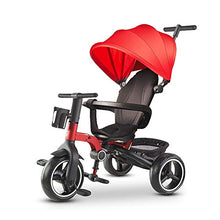 Load image into Gallery viewer, Child Trike Baby Bike Strollers for Kids Kids 4 in 1 Trike Push Chair Childrens Guided Tricycle Folding Sun Canopy Blue Red Gray (Color : Red)
