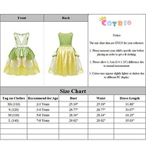Load image into Gallery viewer, COTRIO Green Fairy Tale Fancy Dresses Girls Frog Princess Tiana Dress Toddler Kids Birthday Party Halloween Costume Outfits with Accessories Role Play Clothes Size 8 (7-8 Years, Green)
