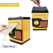 Load image into Gallery viewer, Sikaye Piggy Banks Best Gift for Kids Children Electronic Code Lock Money Banks with Password Mini ATM Money Save for Paper Money and Coins, Great for Boys &amp; Girls (Black/Yellow)
