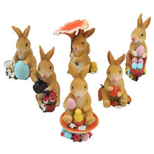 Load image into Gallery viewer, YARDWE 6pcs Easter Animal Playset Resin Cartoon Rabbit Bunny Egg Model Photo Prop Micro Bonsai Animal Sculpture Figurine Scene Layout Prop for Children Kids
