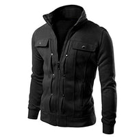 Men's Jackets,Cycling Thicken Thermal Cargo Coat  Windproof, Breathable and Reflective KLGDA Black