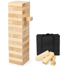 Load image into Gallery viewer, Costzon Giant Tumbling Timber Toy, 54PCS New Zealand Pine Wooden Block Stacking Game w/ Carrying Bag, Attached Dice, Curved Edge, Yard Tower Game Fits Kid &amp; Adult for Parties &amp; Gathering Playing
