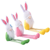 Amosfun 3Pcs Easter Long Foot Gnome Dolls Rabbit Ear Faceless Dolls Party Desktop Decors