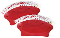 Playing Card Holders, Poker Cards Game for Kids, Seniors,Teens Plastic Hands-Free Trays at Game Night Canasta Jumbo Bridge Euchre Cards Games Red 2pcs