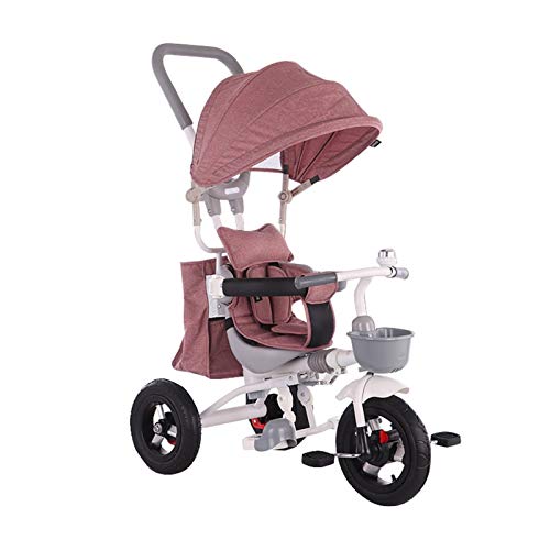 Beginner Trike,Child Foldable 3 in 1 with Push Handle Outdoor with Push Handle Tricycles Dark Red Dark Blue Dark Orange (Color : Dark red)