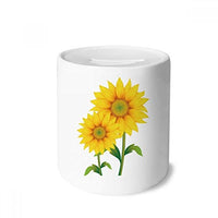 DIYthinker Yellow Sunflower Greenery Flower Plant Money Box Ceramic Coin Case Piggy Bank Gift