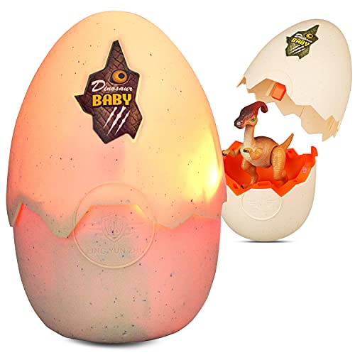 Marsjoy Dinosaur Hatching Eggs Easter Dinosaur Egg Jurassic Dinosaur Eggs with Realistic Dinosaur Action Figure Dino Toy with Sound and LED Lights Touch Control Kid Birthday Parajiesaurus Ages 3+