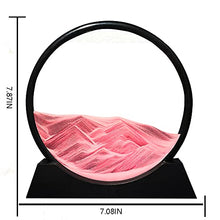 Load image into Gallery viewer, Muyan Moving Sand Art Picture Sandscapes in Motion Round Glass 3D Deep Sea Sand Art for Adult Kid Large Desktop Art Toys (Pink, 7 Inch)
