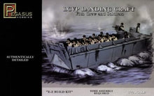 Load image into Gallery viewer, LCVP Landing Craft w/Pre-Painted Water Base, 15-Soldiers &amp; 3-Crew (Snap Kit) 1-72 Pegasus
