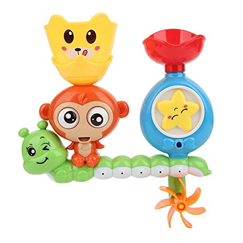 Baby Bath Toy, Cute Cartoon Pattern Sprinkle Water Toys with Gear and Suction Cup, Attaches to Any Size Tub Wall (Green)