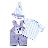 TATU Reborn Baby Dolls Clothes Boy 22 Inch Outfit 3 Pcs Set for 20-23 inch Reborn Dolls Clothes Clothing Cute Overalls