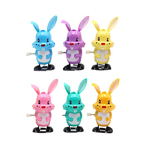 Amosfun Wind Up Toys Easter Rabbit Animals Clockwork Toy Educational Funny Toys for Toddlers 6pcs (Random Color)