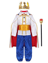 Load image into Gallery viewer, ACSUSS Boys Medieval Prince Costume Tops with Pants Belt Cape Headband Truncheon Outfits for Halloween Cosplay Party White 12-14
