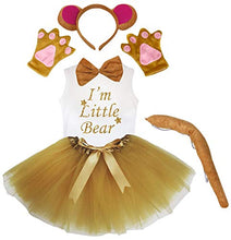 Load image into Gallery viewer, Petitebella I&#39;m Little Bear Shirt Headband Brown Tutu 6pc Girl Costume 1-8y (Khaki, 5-6year)
