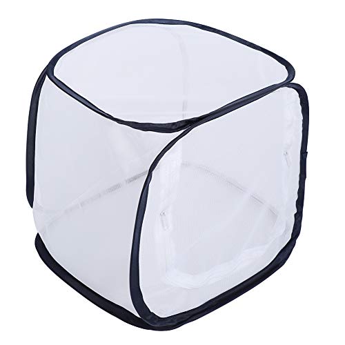 Insect Mesh Cage, 12 X 12 X 12 Inches Foldable Portable Net Box Zinc Coated Wire Butterfly Cage, Insect Screen Incubator Plant Growing Clear Observation Portable with Zipper Door