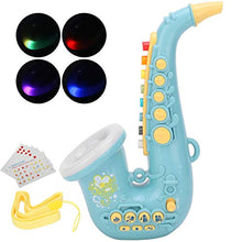 Load image into Gallery viewer, 01 Musical Instrument Toy, 7 Function Buttons Kids Saxophone Toy Safe 5 Gears Volume for Early Educational((Blue-English Version))
