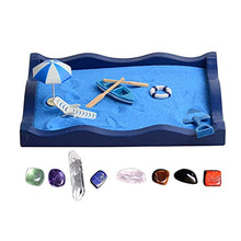 Load image into Gallery viewer, FantasyDay Mini Japanese Desktop Zen Garden,a Day at The Beach,Table Dcor Kit with Accessories, Chakra Stones, for Kids, Adults, Sandbox Gift Set with Natural Sand, Wooden Tray, Lid, Rakes, Rocks
