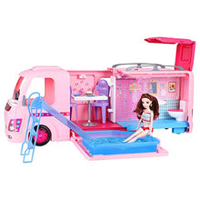 Load image into Gallery viewer, SUPER JOY Dolls Camper Playset with Pool - 50 Pieces Doll Furniture Playset with Kitchen, Swimming Pool, Bathroom | Pretend Play Toys Doll Car Dream Camper Gift for Girls (Dolls Not Included)
