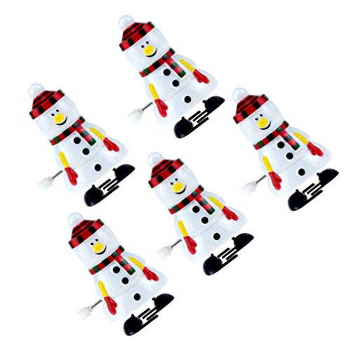 TOYANDONA 5pcs Christmas Clockwork Toy Cartoon Snowman Wind up Toys Figure Ornaments Christmas Table Decoration for Kids Party Favors Goodie Bag Filler