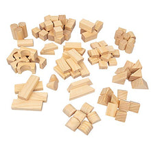 Load image into Gallery viewer, Wooden Blocks - 100 Pc Wood Building Block Set with Carrying Bag and Container (Natural Colored) - 100% Real Wood
