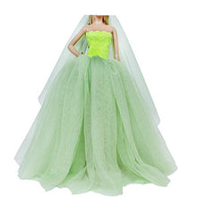 Load image into Gallery viewer, BJDBUS for 11.5 Inch Girl Doll Clothes, Green Trailing Wedding Dress with Veil Dinner Party Gown
