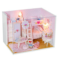 balacoo Light Up Miniature Dollhouse DIY with Furniture DIY Wooden Dollhouse Kit Educational Toy