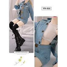 Load image into Gallery viewer, MEShape 4 Pcs Ball Jointed Doll Clothes Trendy Denim Top and Skirt + Socks + White Vest for 1/4 BJD Doll, Suitable for Your Favorite SD Doll
