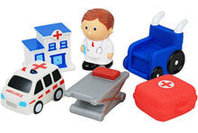 Load image into Gallery viewer, Click N Play 6 Piece Hospital and Ambulance Play Set For Kids, Soft Touch Vinyl Figurine Bath Toy.
