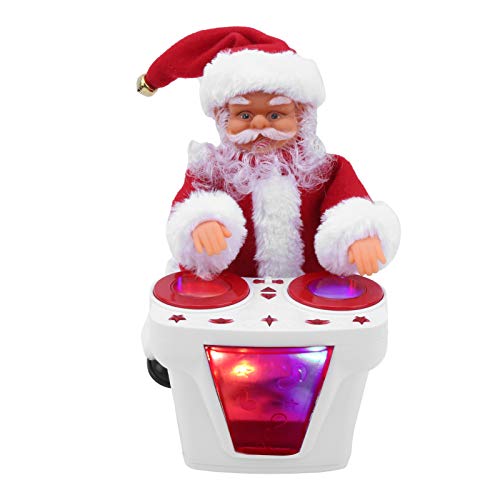 Santa Claus Toy Christmas Electric Drum Doll Music Toy Christmas Decoration Gift(White)