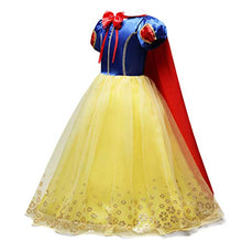Load image into Gallery viewer, FUNPARTY Princess Dress Up for Little Girls with Wig,Crown,Mace,Gloves Accessories Age of 3-12 Years (5-6Years, Yellow)
