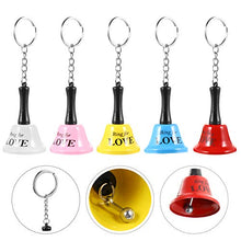 Load image into Gallery viewer, BESTOYARD 5 pcs Metal Hand Bell with Keychain Christmas Jingle Bells with Love Pattern Mini Hand Bell Pendant Shaker Rattle Toy Children Musical Toys for Holiday Party Favors (Multi Color)
