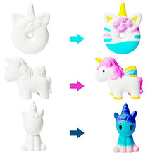 Load image into Gallery viewer, MALLMALL6 3Pcs DIY Slow Rising Unicorn Novelty Squeeze Kit Blank Art Crafts Kits for Kids White Set to Paint with 12 Colored Pen Sweet Creamy Scented Kawaii Soft Stress Relief Toys
