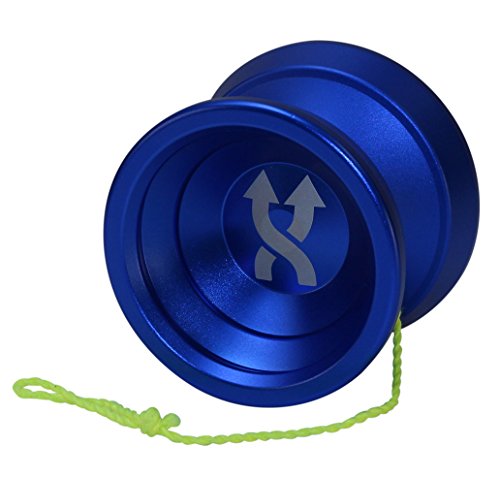 Yoyo King Double Agent Metal Yoyo with Narrow Responsive and Wide Nonresponsive C Bearing and Extra Yoyo String (Blue)