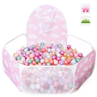 STARBOLO Ball Pit for Toddler - Pink Pop Up Childrens Ball Pits 4 Ft/120CM Tent for Toddlers Baby Crawl Ball Pool Fence with Basketball Hoop and Zipper Storage Bag Suit for Indoor and Outdoor.