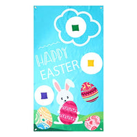SOIMISS Easter Themed Bunnies Family Toss Game Banner with 3 Bean Bags Yard Game for Easter Party Kids Gift School Home Office Indoor Decorations Random Color