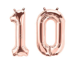 Load image into Gallery viewer, Rose Gold 10th Birthday Decorations for Girls, 10 Birthday Party Supplies for Her Include Foil Fringe Curtains,Happy Birthday Balloons,Birthday Tiara &amp; sash, Cake Topper
