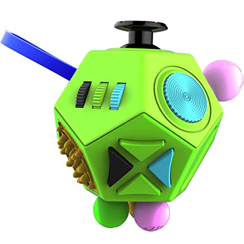 Fidget Dodecagon 12-Side Fidget Cube Relieves Stress and Anxiety Anti Depression Cube for Children and Adults with Autism(B1 Green)