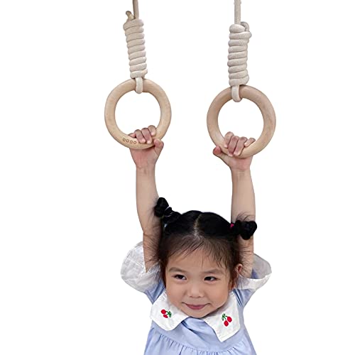 Kids Gymnastic Rings Hanging Rings for Kids Gymnastics Olympic Exercise Doorway Trapeze Swing Set Gym Rings for Kids Pull Up Workout Gymnastics Equipment for Home Backyard Outdoor Playground
