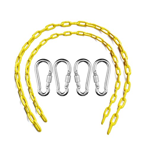 Ymeibe Swing Chains (2) Fully Coated for Swing Set with 4 Free Quick Links Anti-Rust Iron Link Chains Playground Kids Tree Swing Seat Accessories and Replacement Support 660 Lb (Yellow)