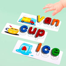 Load image into Gallery viewer, Cuteam Cognition Cards Blocks Set, Kid Wooden English Letter Cognition Cards Blocks Spelling Game Early Education Toy Multicolor
